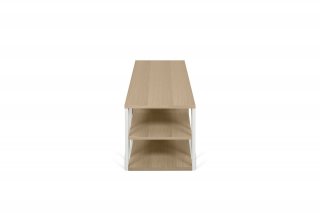 Meuble TV design ALBI finition structure chêne façade blanc mat